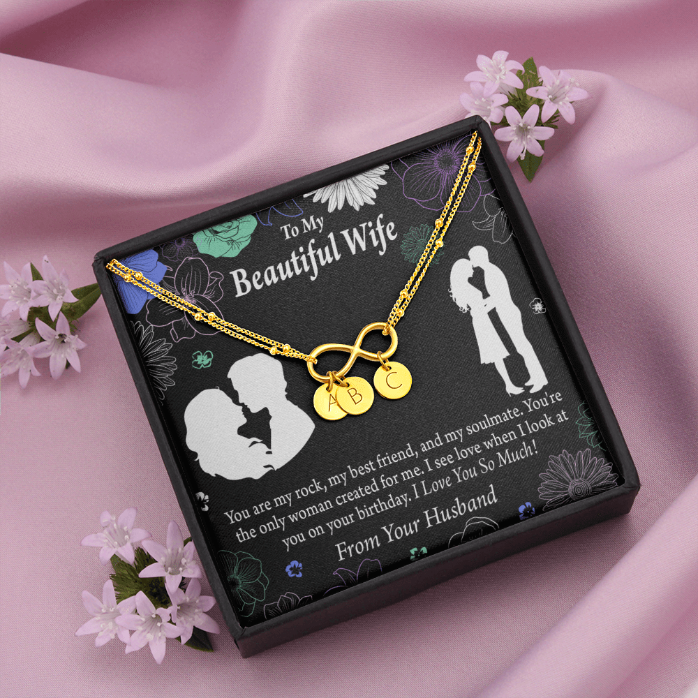 To My Wife My Rock Infinity Bracelet With Initial Charms - Infinity Bracelet