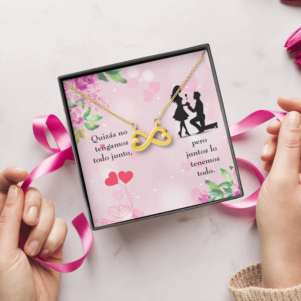 Juntos Lo Tenemos Todo Infinity Stainless Steel Pendant Spanish Message Card Wife Gift - Infinity Love Necklace