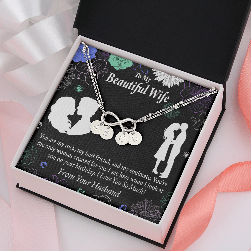 To My Wife My Rock Infinity Bracelet With Initial Charms - Infinity Bracelet