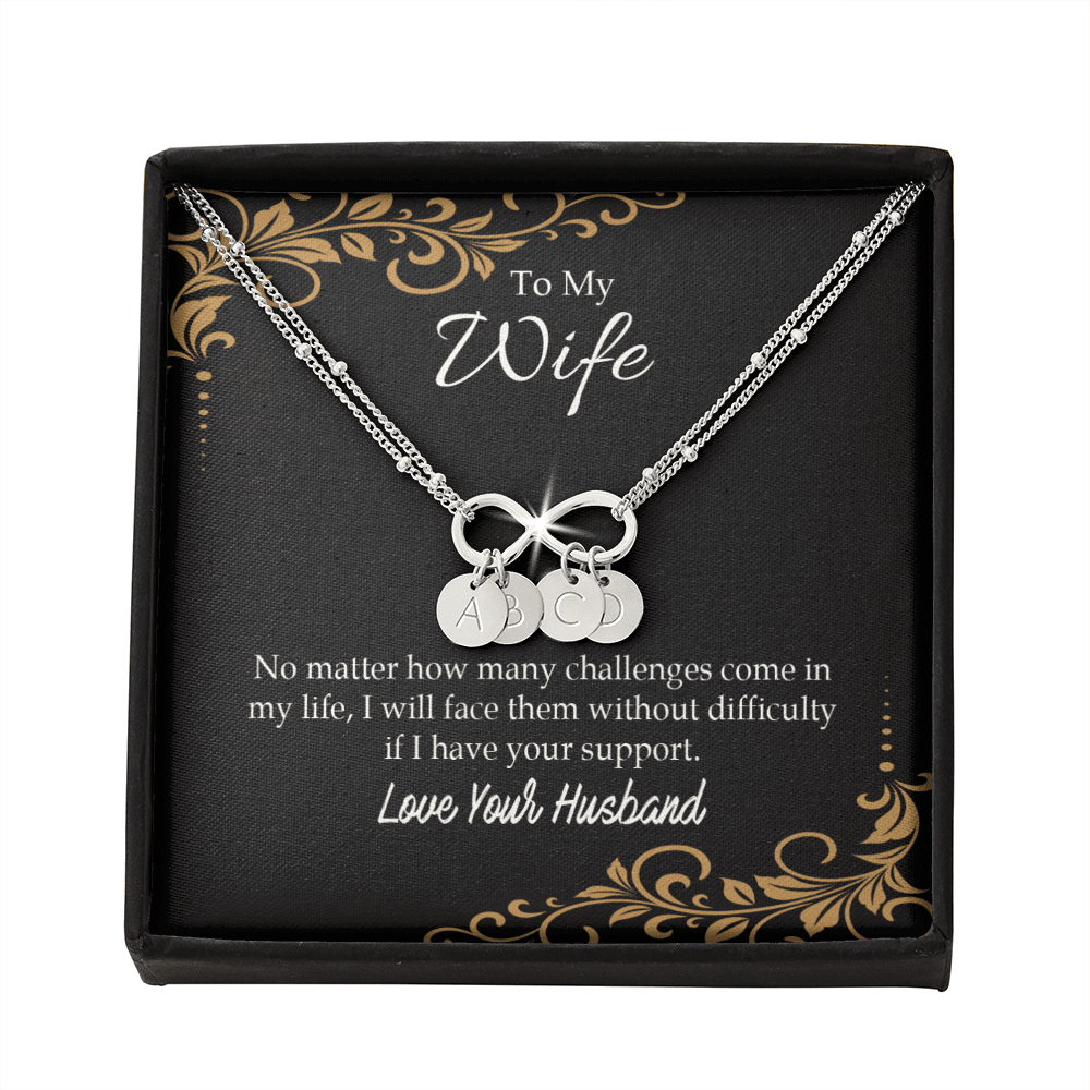 To My Wife No Matter How Many Challenges Infinity Bracelet With Initial Charms - Infinity Bracelet