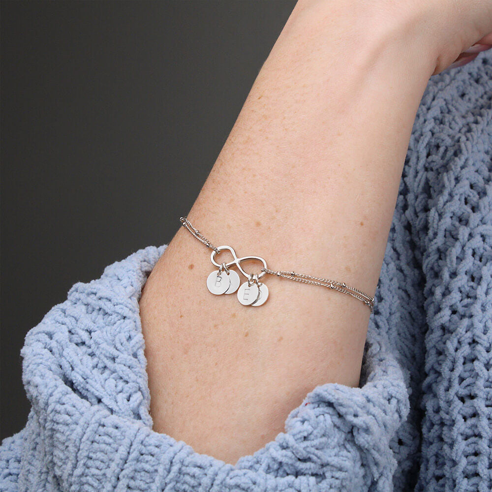 To My Wife Wife Partner Friend Infinity Bracelet With Initial Charms - Infinity Bracelet