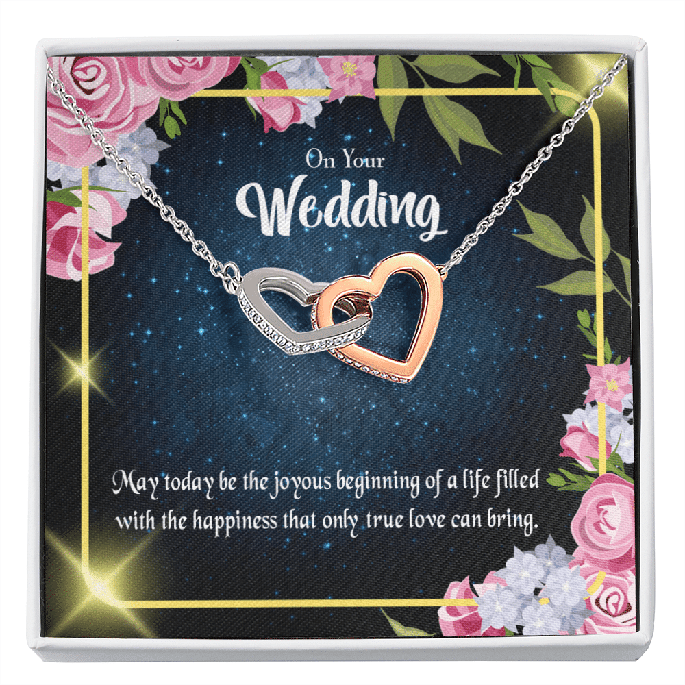 Wife Gift For Wife Birthday On Your Wedding Inseparable Love Pendant 18k Rose Gold Finish 16� - Interlocking Hearts Necklace