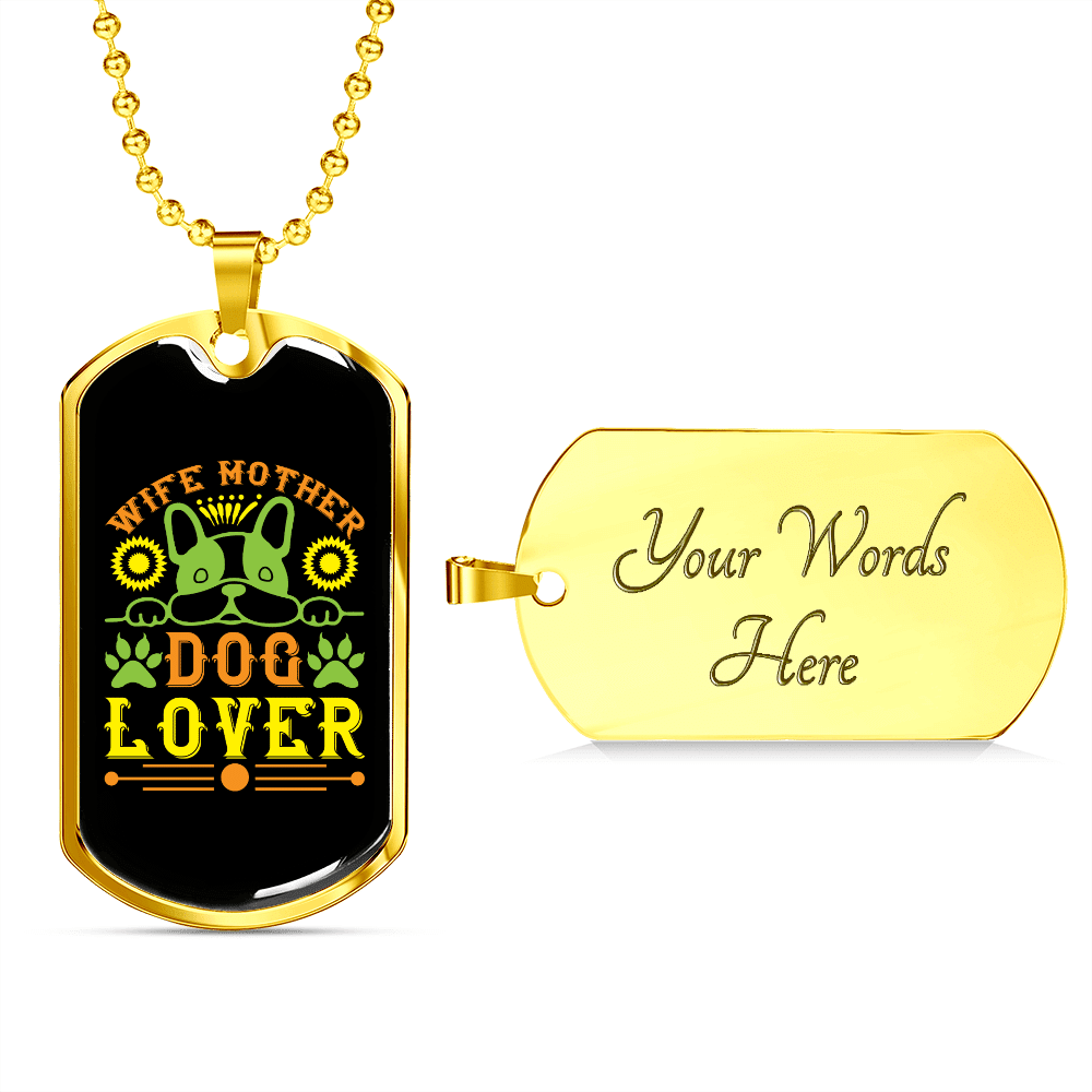 Dog Lover Gift Wife Mother Dog Lover Green Necklace Stainless Steel or 18k Gold Dog Tag 24" Chain - Luxury Love Messages Dog Tag Gifts For Man, Woman