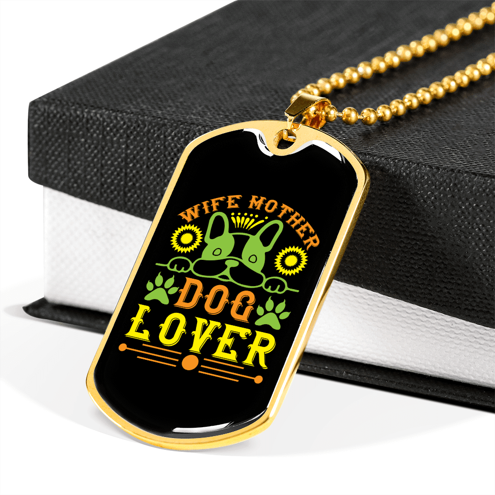 Dog Lover Gift Wife Mother Dog Lover Green Necklace Stainless Steel or 18k Gold Dog Tag 24" Chain - Luxury Love Messages Dog Tag Gifts For Man, Woman