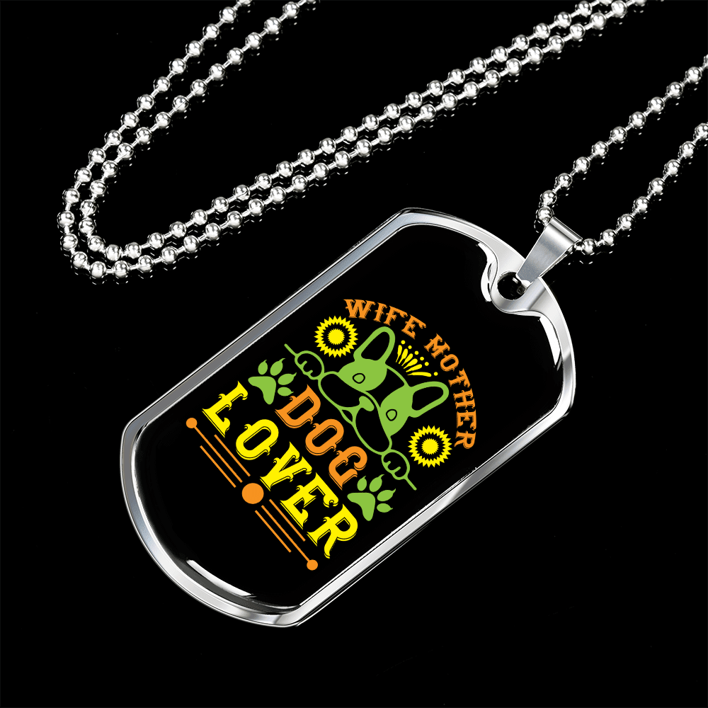 Dog Lover Gift Wife Mother Dog Lover Green Necklace Stainless Steel or 18k Gold Dog Tag 24" Chain - Luxury Love Messages Dog Tag Gifts For Man, Woman