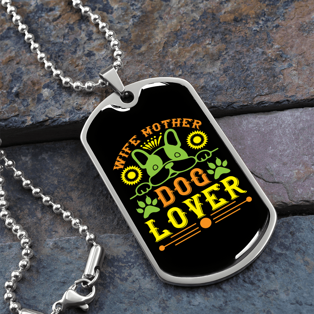 Dog Lover Gift Wife Mother Dog Lover Green Necklace Stainless Steel or 18k Gold Dog Tag 24" Chain - Luxury Love Messages Dog Tag Gifts For Man, Woman
