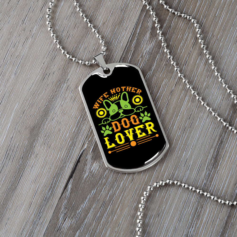 Dog Lover Gift Wife Mother Dog Lover Green Necklace Stainless Steel or 18k Gold Dog Tag 24" Chain - Luxury Love Messages Dog Tag Gifts For Man, Woman