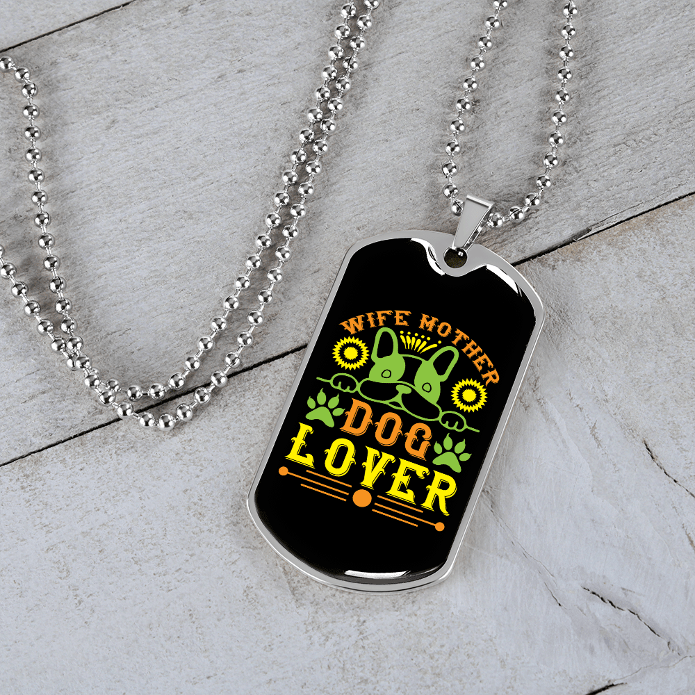 Dog Lover Gift Wife Mother Dog Lover Green Necklace Stainless Steel or 18k Gold Dog Tag 24" Chain - Luxury Love Messages Dog Tag Gifts For Man, Woman