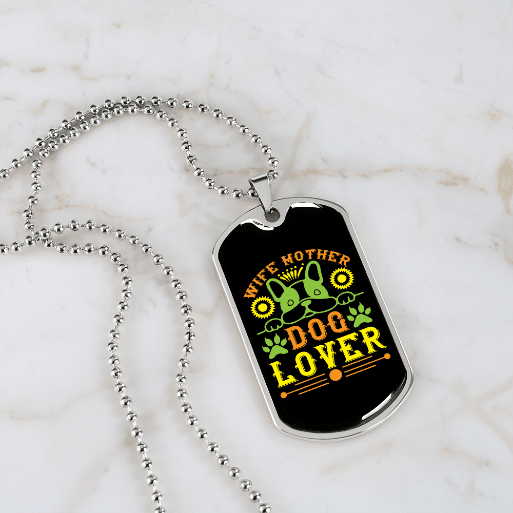 Dog Lover Gift Wife Mother Dog Lover Green Necklace Stainless Steel or 18k Gold Dog Tag 24" Chain - Luxury Love Messages Dog Tag Gifts For Man, Woman