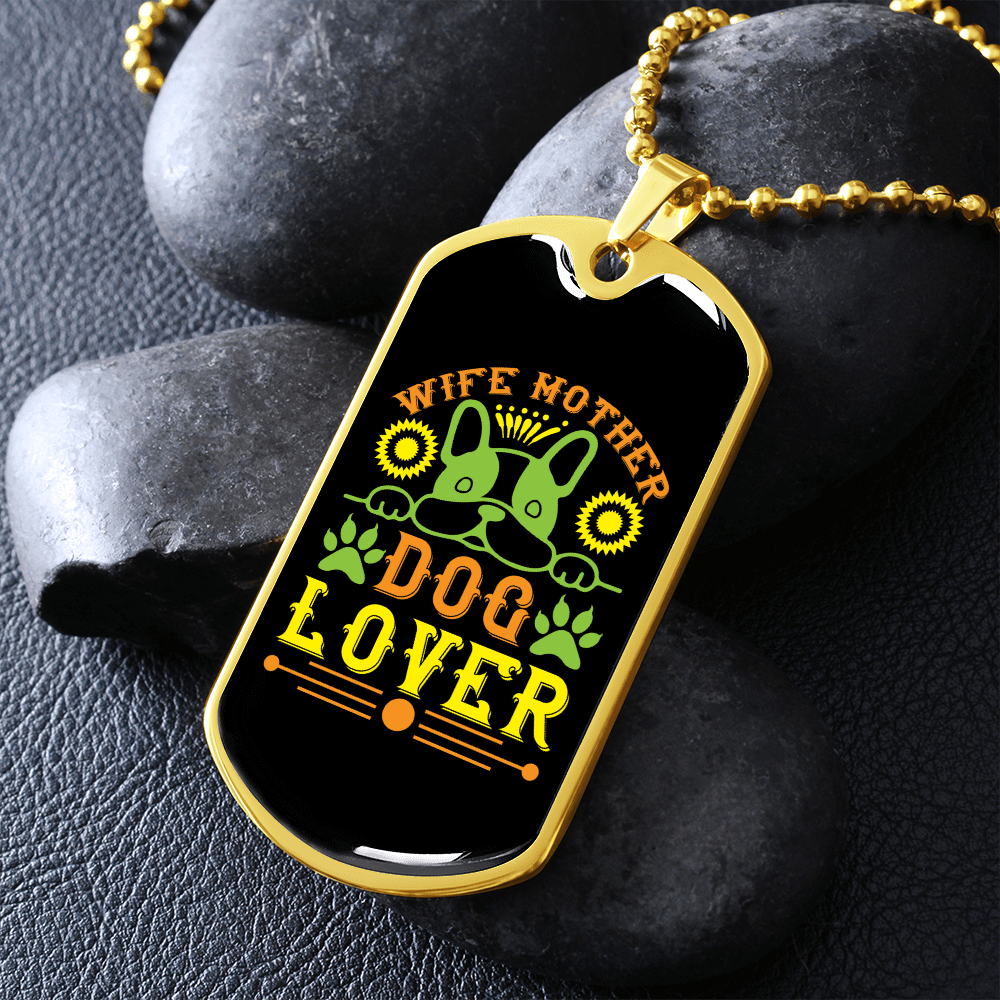 Dog Lover Gift Wife Mother Dog Lover Green Necklace Stainless Steel or 18k Gold Dog Tag 24" Chain - Luxury Love Messages Dog Tag Gifts For Man, Woman