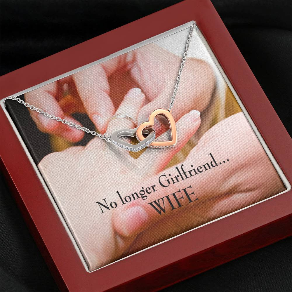 Future Wife Fiance Gift No Longer Girlfriend Inseparable Love Pendant 18k Rose Gold Finish 16� Engagement Wedding Gift - Interlocking Hearts Necklace