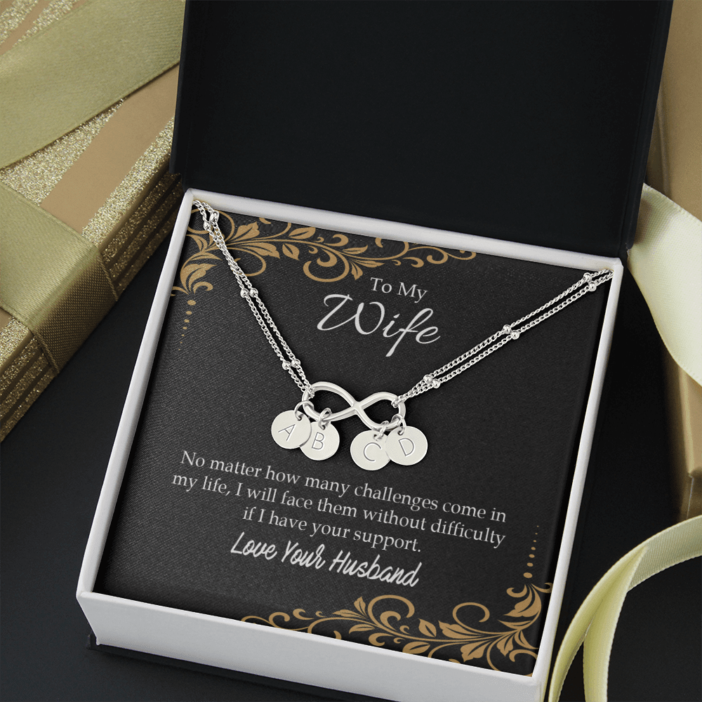 To My Wife No Matter How Many Challenges Infinity Bracelet With Initial Charms - Infinity Bracelet