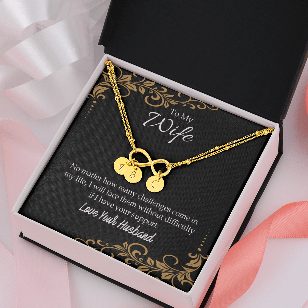 To My Wife No Matter How Many Challenges Infinity Bracelet With Initial Charms - Infinity Bracelet