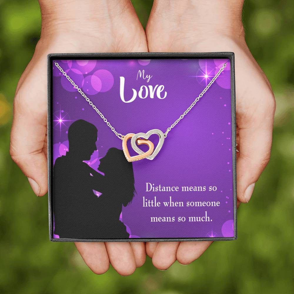 Wife Gift For Wife Birthday Distance Means So Little Inseparable Love Pendant 18k Rose Gold Finish 16� - Interlocking Hearts Necklace