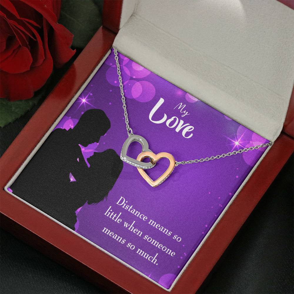 Wife Gift For Wife Birthday Distance Means So Little Inseparable Love Pendant 18k Rose Gold Finish 16� - Interlocking Hearts Necklace