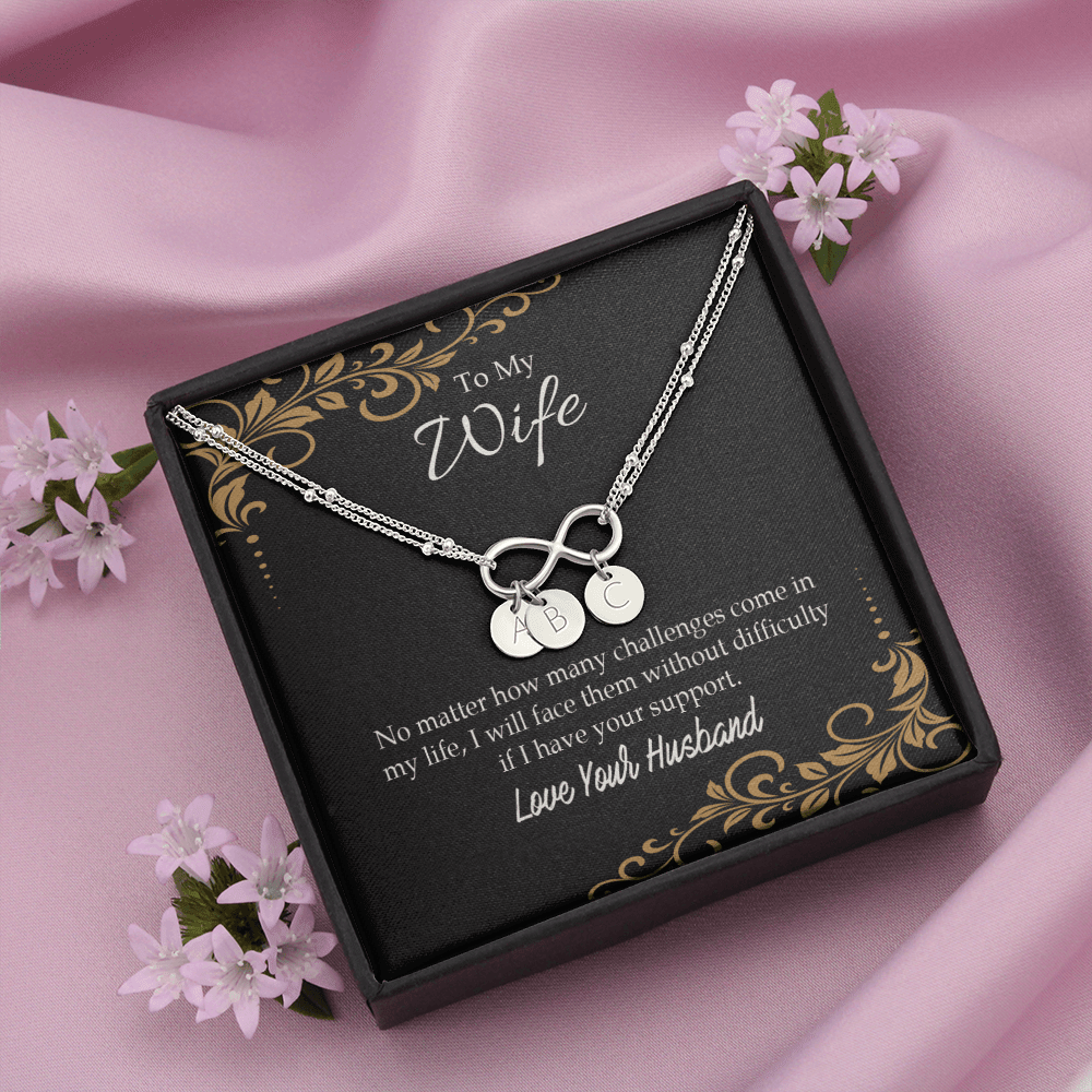 To My Wife No Matter How Many Challenges Infinity Bracelet With Initial Charms - Infinity Bracelet