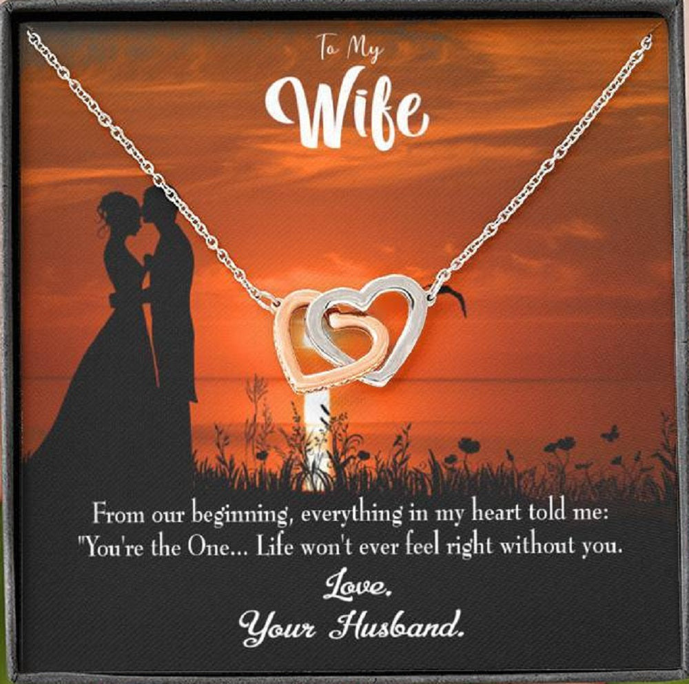 Wife Gift For Wife Birthday You're The One! Inseparable Love Pendant 18k Rose Gold Finish 16� - Interlocking Hearts Necklace
