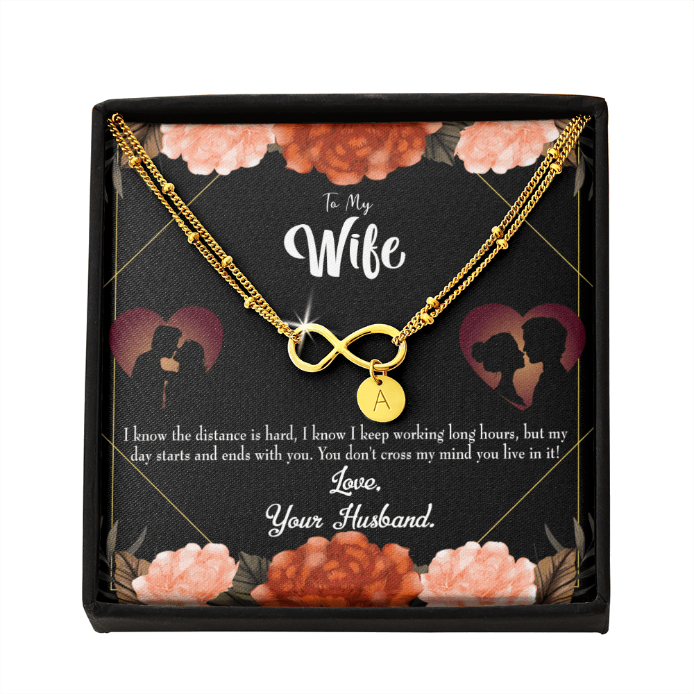 To My Wife Always On My Mind Infinity Bracelet With Initial Charms - Infinity Bracelet