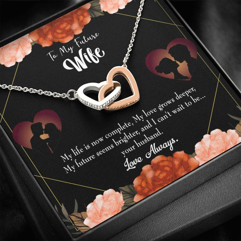 Wife Gift For Wife Birthday To My Future Wife Inseparable Love Pendant 18k Rose Gold Finish 16� - Interlocking Hearts Necklace