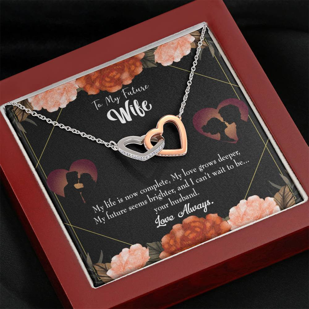 Wife Gift For Wife Birthday To My Future Wife Inseparable Love Pendant 18k Rose Gold Finish 16� - Interlocking Hearts Necklace