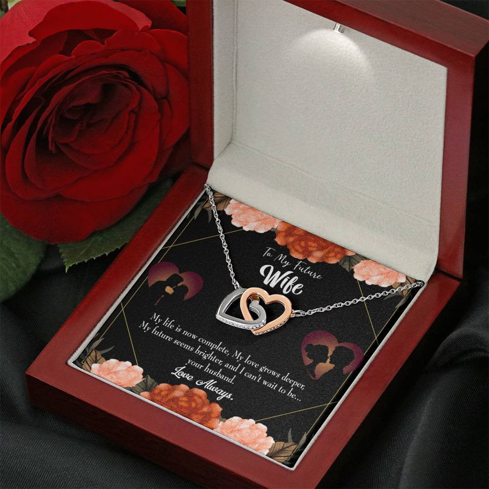 Wife Gift For Wife Birthday To My Future Wife Inseparable Love Pendant 18k Rose Gold Finish 16� - Interlocking Hearts Necklace