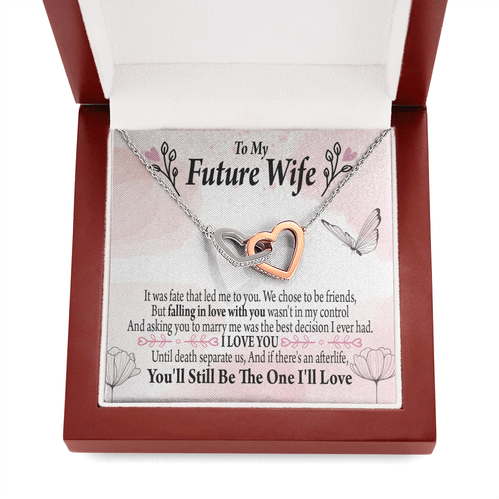 To My Future Wifebest Decision Inseparable Necklace Pendant 18k Rose Gold Finish 16� - Interlocking Hearts Necklace