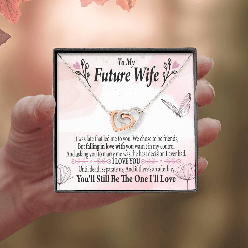 To My Future Wifebest Decision Inseparable Necklace Pendant 18k Rose Gold Finish 16� - Interlocking Hearts Necklace