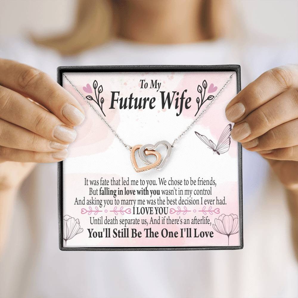 To My Future Wifebest Decision Inseparable Necklace Pendant 18k Rose Gold Finish 16� - Interlocking Hearts Necklace
