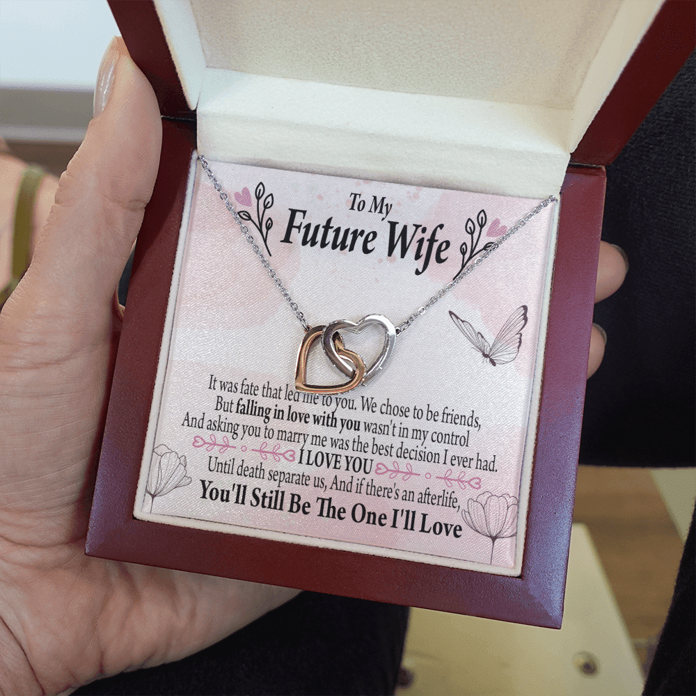 To My Future Wifebest Decision Inseparable Necklace Pendant 18k Rose Gold Finish 16� - Interlocking Hearts Necklace