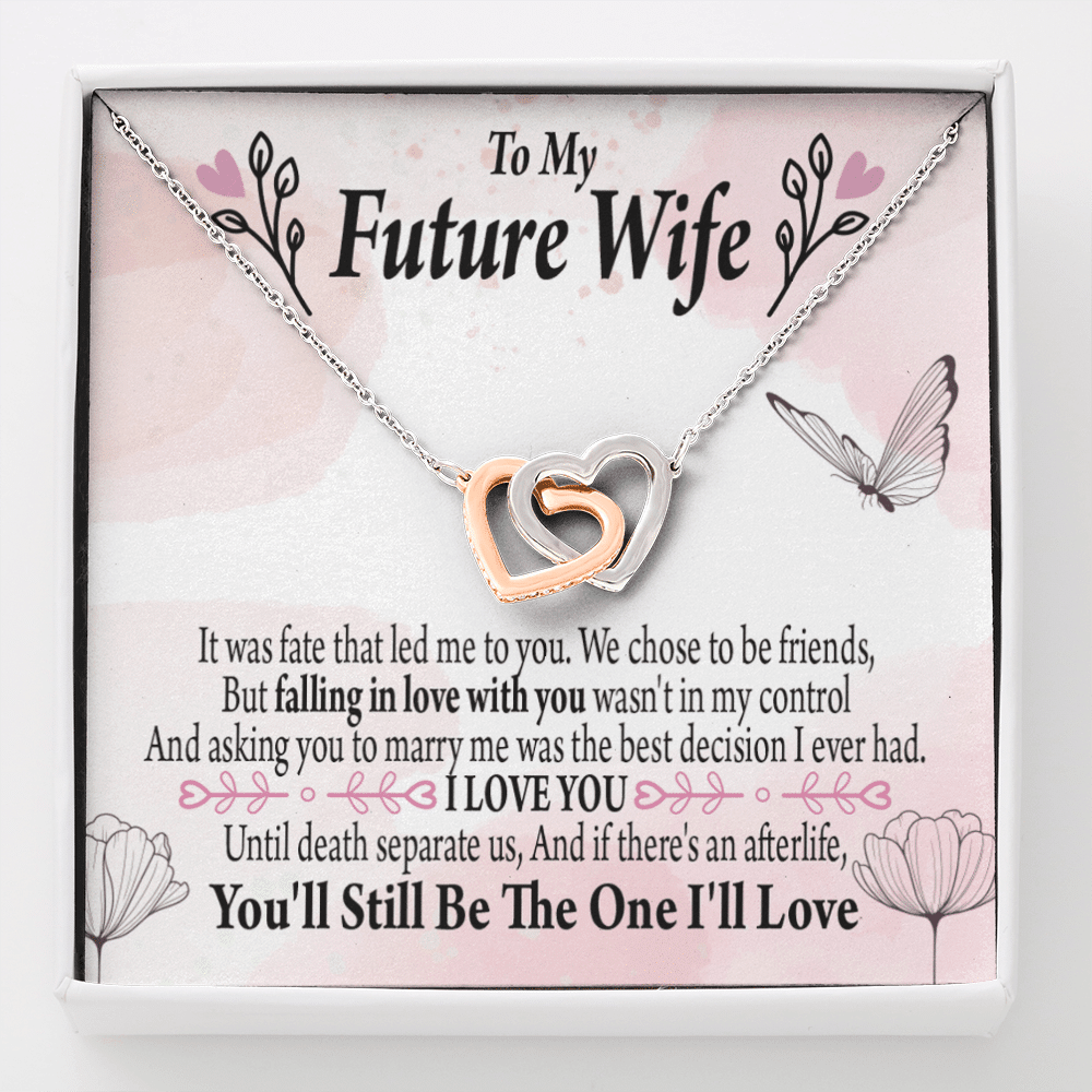 To My Future Wifebest Decision Inseparable Necklace Pendant 18k Rose Gold Finish 16� - Interlocking Hearts Necklace