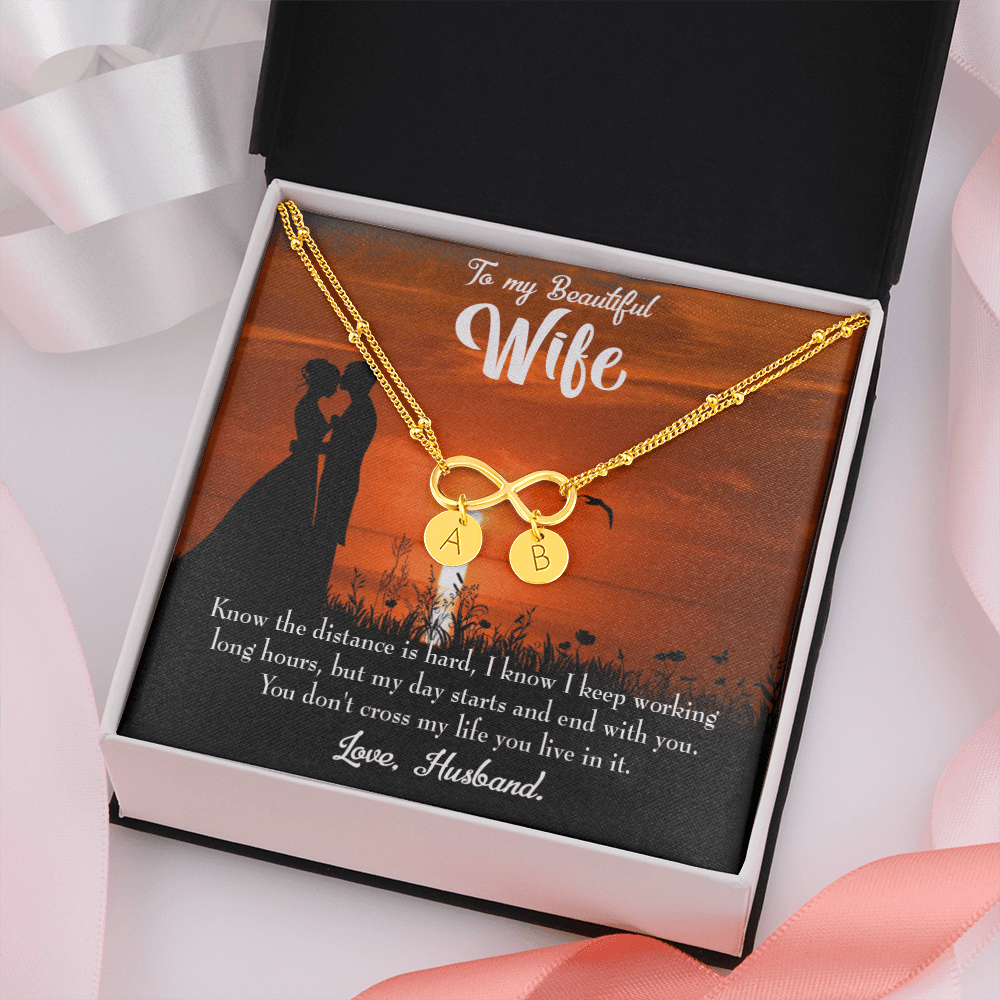 To My Wife Knowing The Distance Infinity Bracelet With Initial Charms - Infinity Bracelet