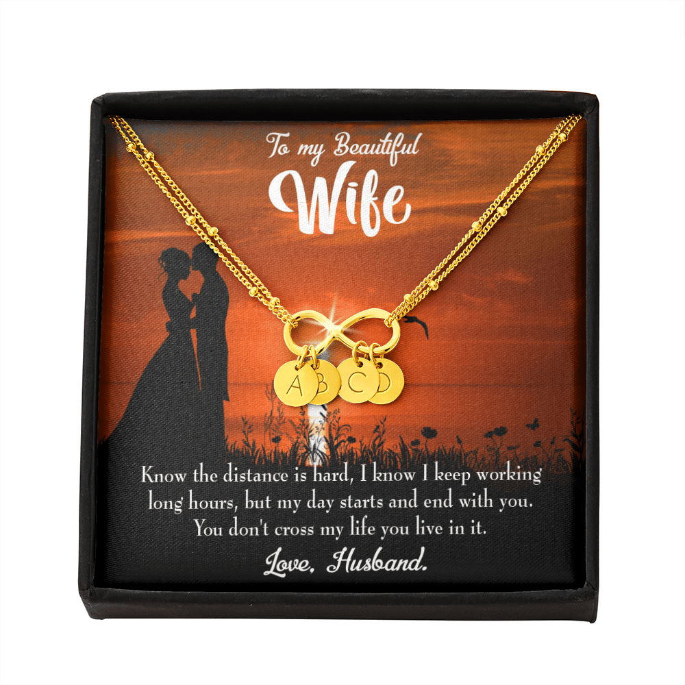 To My Wife Knowing The Distance Infinity Bracelet With Initial Charms - Infinity Bracelet