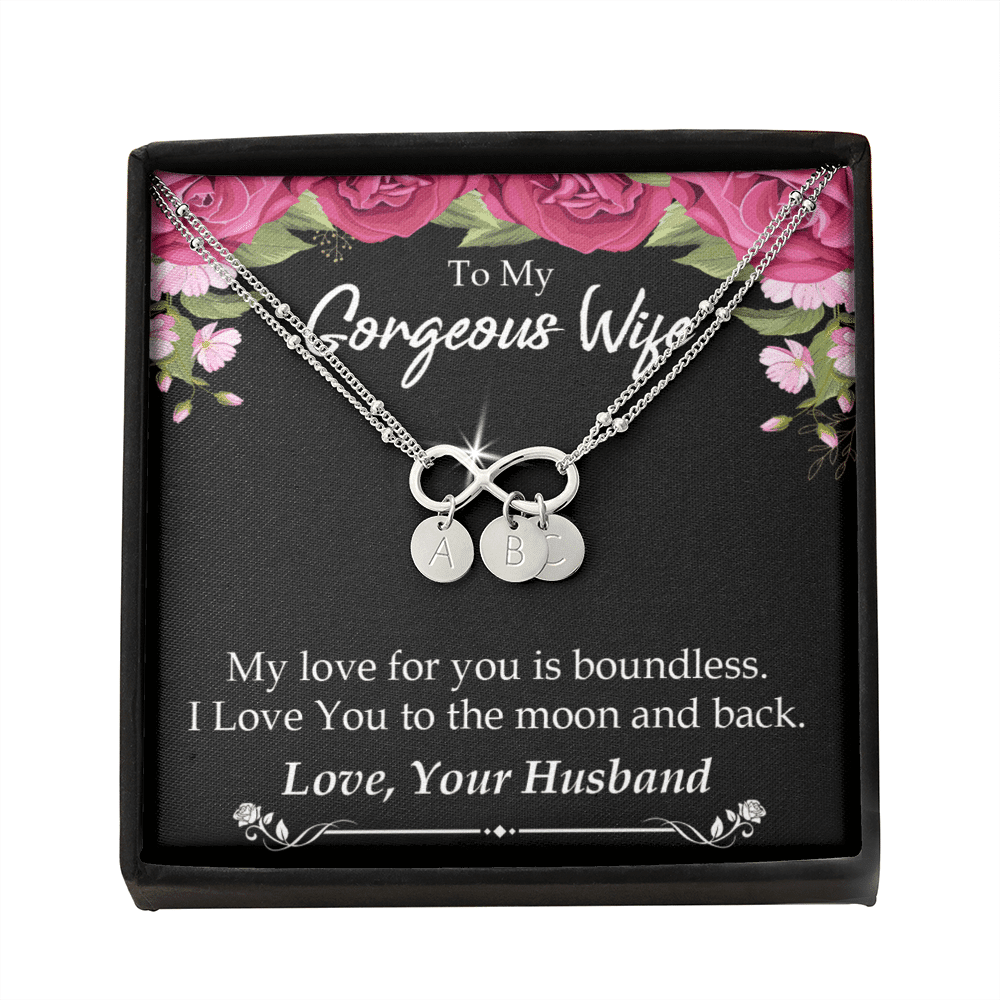 To My Wife My Love For You Is Boundless Infinity Bracelet With Initial Charms - Infinity Bracelet