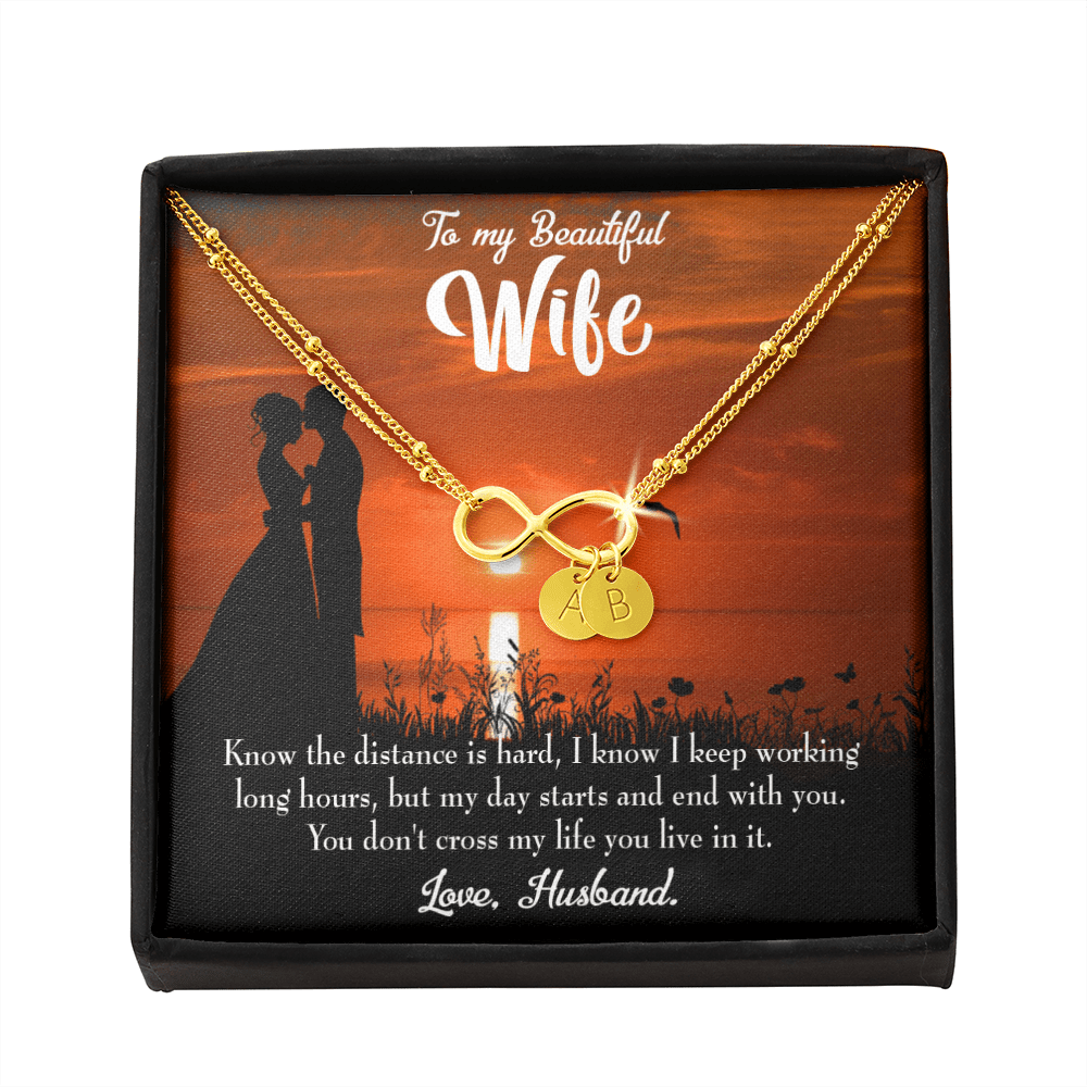 To My Wife Knowing The Distance Infinity Bracelet With Initial Charms - Infinity Bracelet