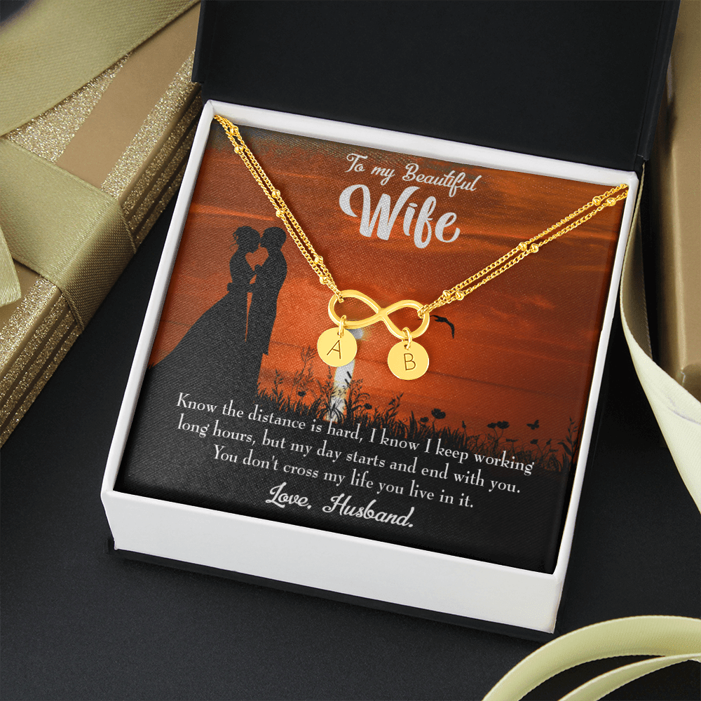 To My Wife Knowing The Distance Infinity Bracelet With Initial Charms - Infinity Bracelet