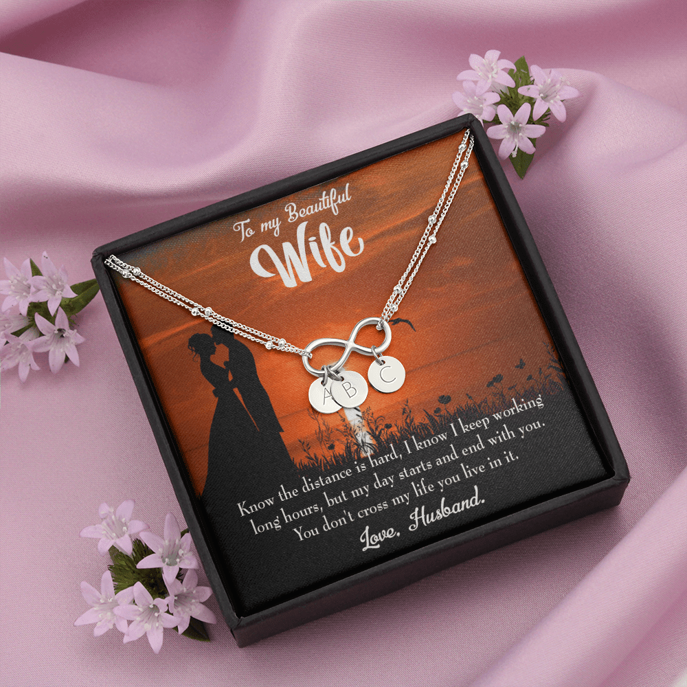 To My Wife Knowing The Distance Infinity Bracelet With Initial Charms - Infinity Bracelet