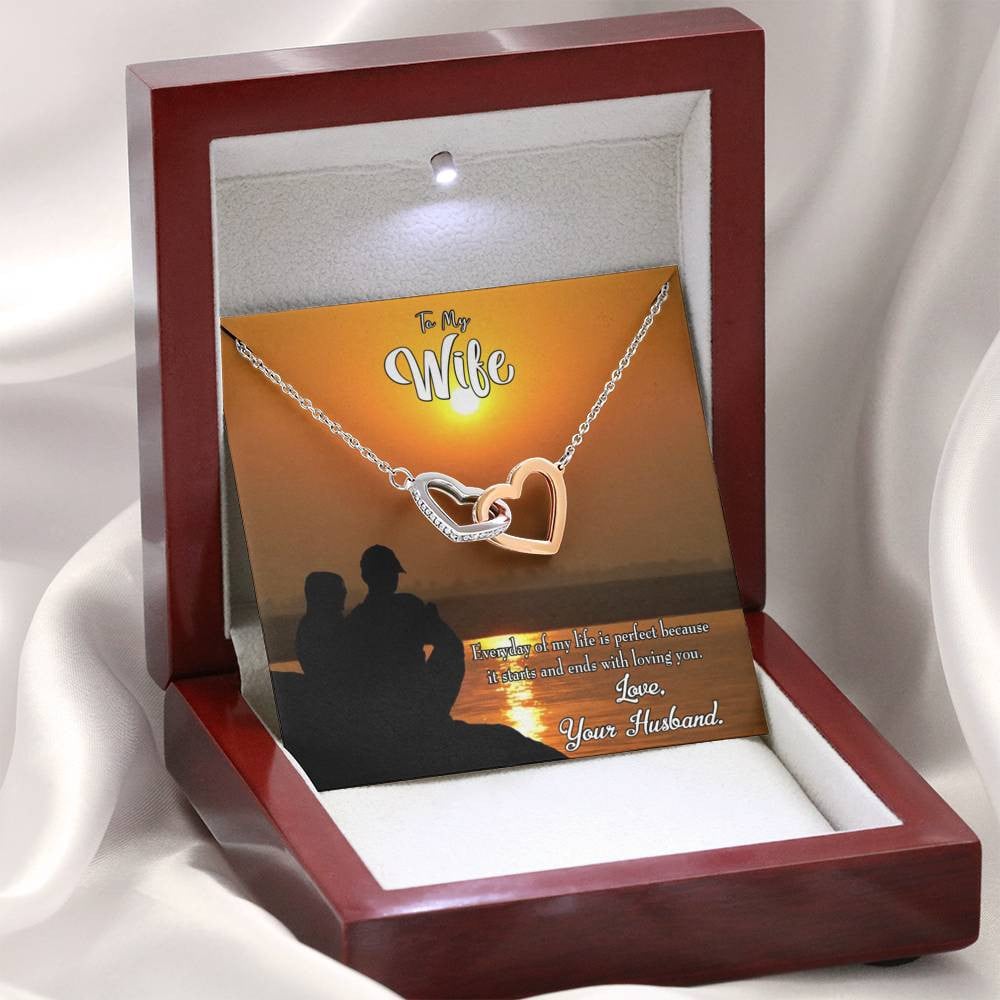 Wife Gift For Wife Birthday Life Is Perfect Inseparable Love Pendant 18k Rose Gold Finish 16� - Interlocking Hearts Necklace
