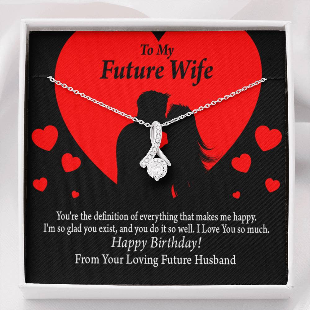 To My Wife To My Future Wife Glad To Exist Eternity Ribbon Stone Pendant 14K White Gold Stainless Steel Jewelry Gift - Alluring Beauty Necklace Gift For Her