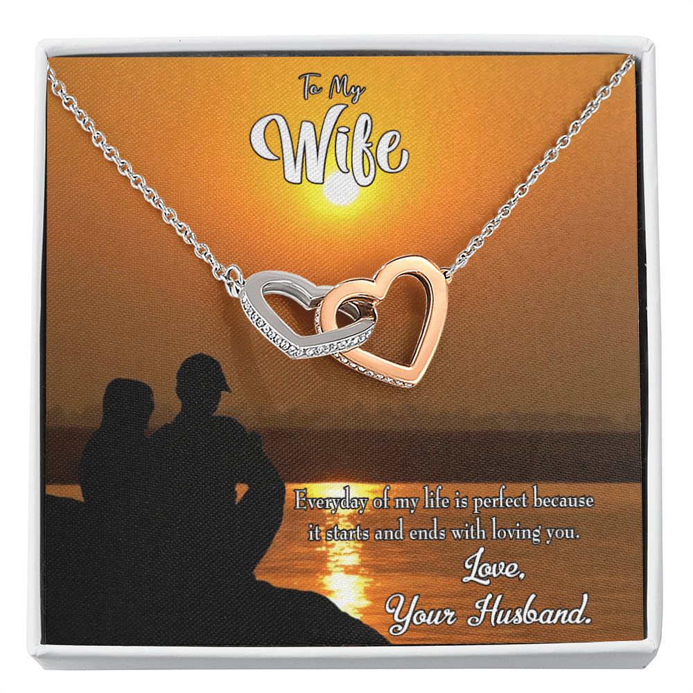 Wife Gift For Wife Birthday Life Is Perfect Inseparable Love Pendant 18k Rose Gold Finish 16� - Interlocking Hearts Necklace