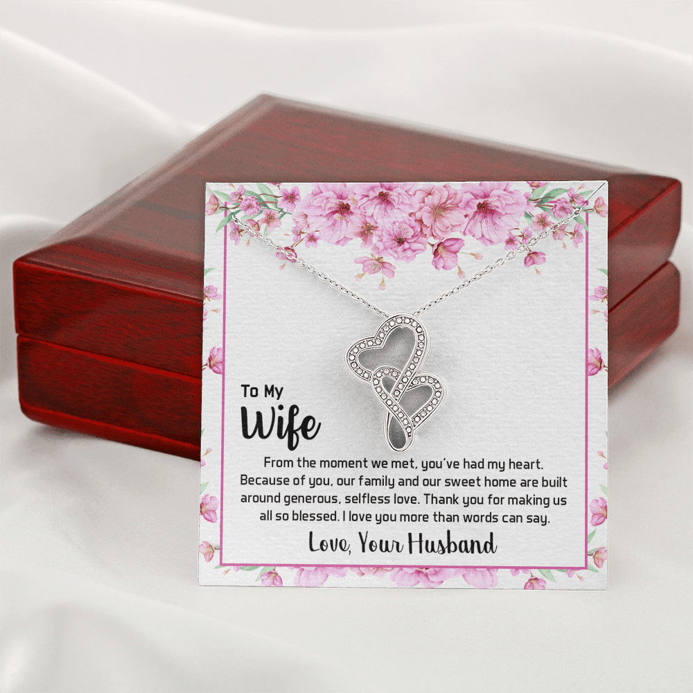 To My Wife From The Moment We Met Double Hearts Necklace Message Card - Double Hearts Necklace