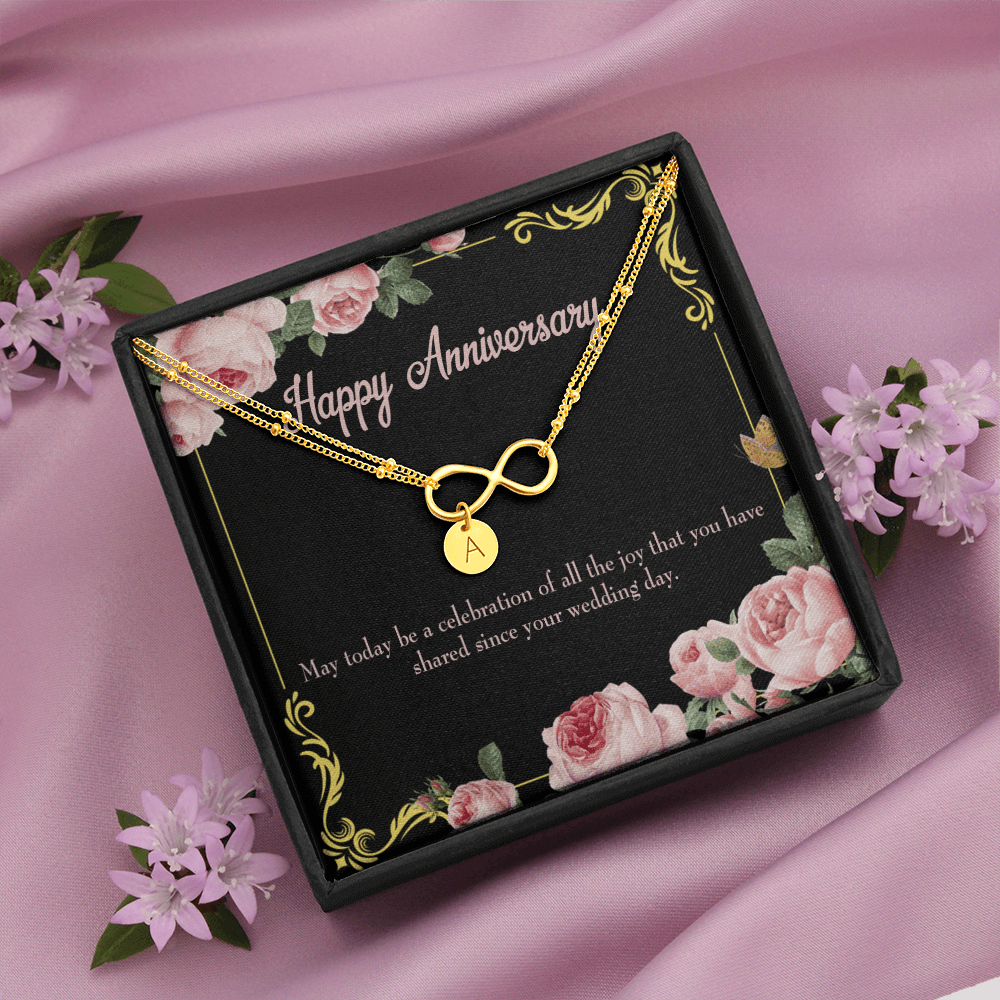 To My Wife Happy Anniversary Infinity Bracelet With Initial Charms - Infinity Bracelet