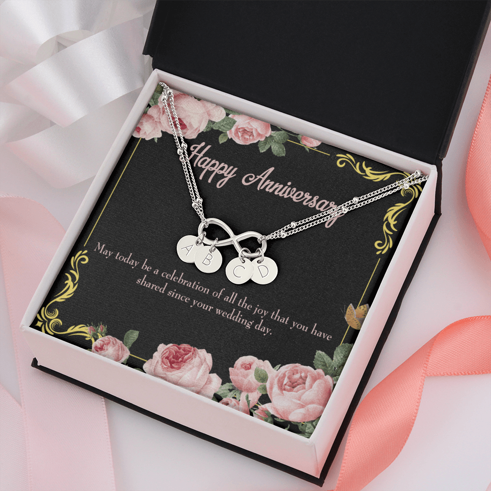 To My Wife Happy Anniversary Infinity Bracelet With Initial Charms - Infinity Bracelet