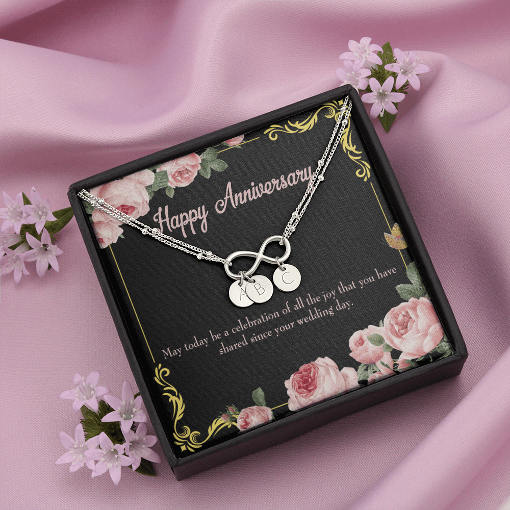 To My Wife Happy Anniversary Infinity Bracelet With Initial Charms - Infinity Bracelet