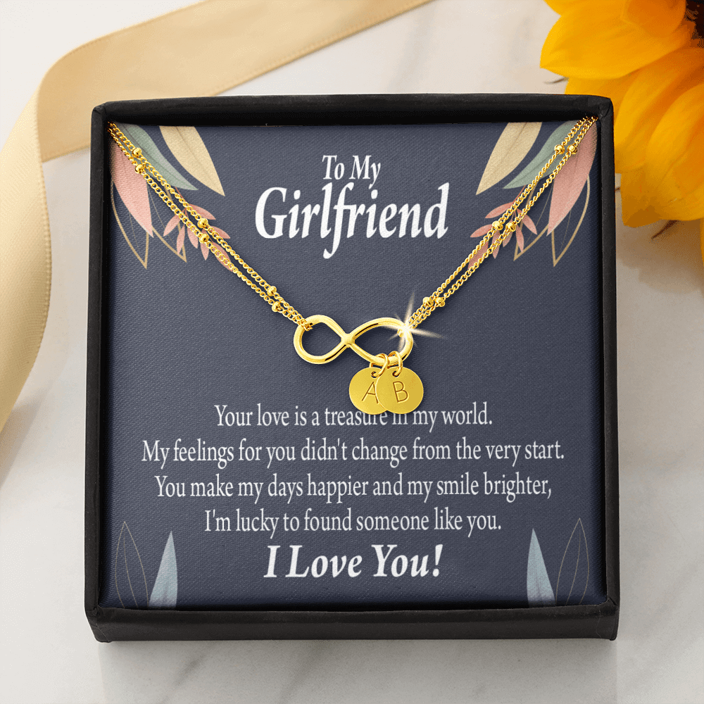 To My Girlfriend You Are My Treasure Infinity Bracelet With Initial Charms - Infinity Bracelet