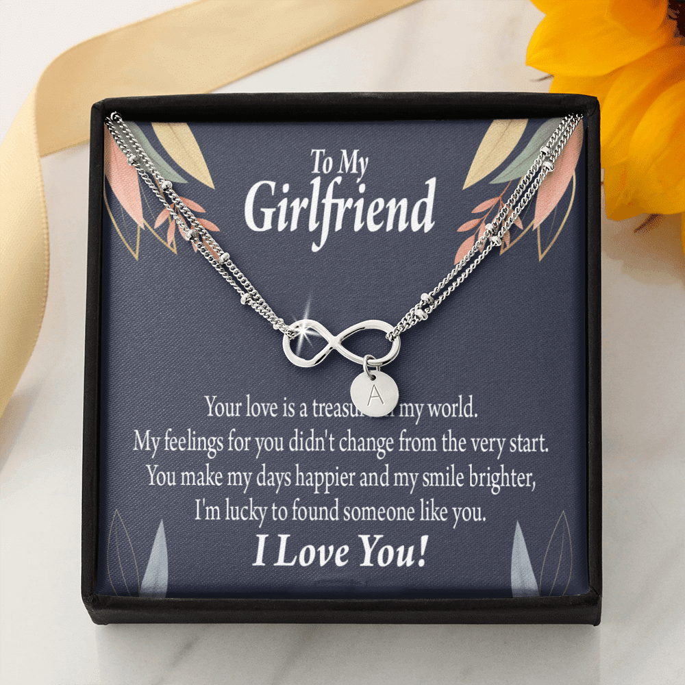 To My Girlfriend You Are My Treasure Infinity Bracelet With Initial Charms - Infinity Bracelet