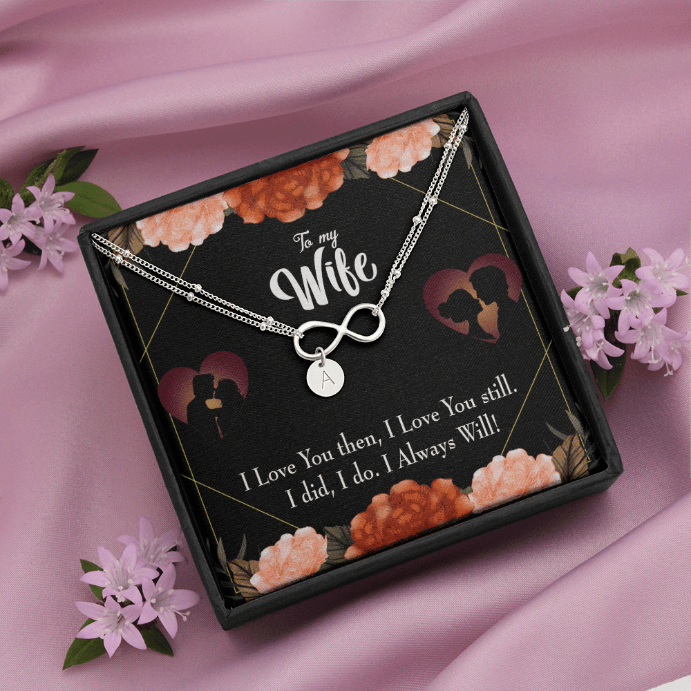 To My Wife I Love You Then And Now Infinity Bracelet With Initial Charms - Infinity Bracelet