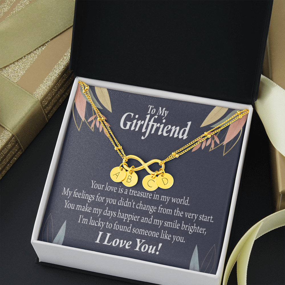 To My Girlfriend You Are My Treasure Infinity Bracelet With Initial Charms - Infinity Bracelet
