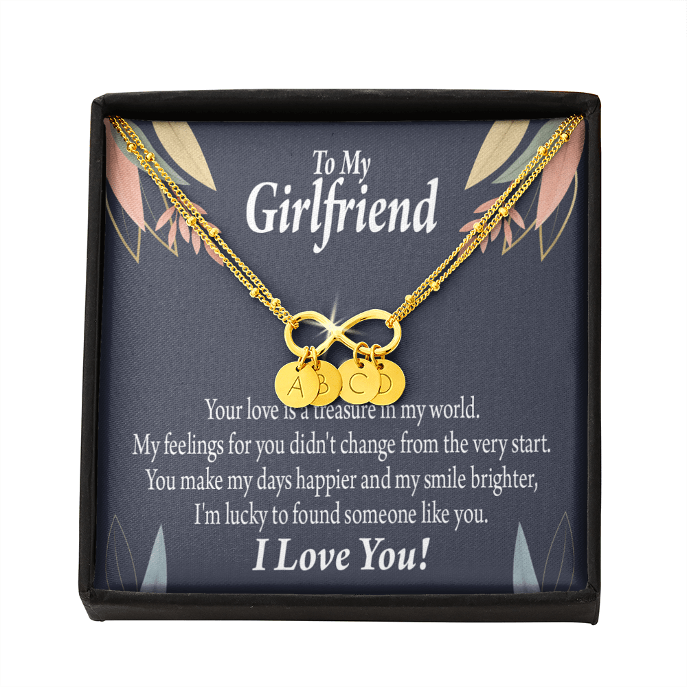 To My Girlfriend You Are My Treasure Infinity Bracelet With Initial Charms - Infinity Bracelet