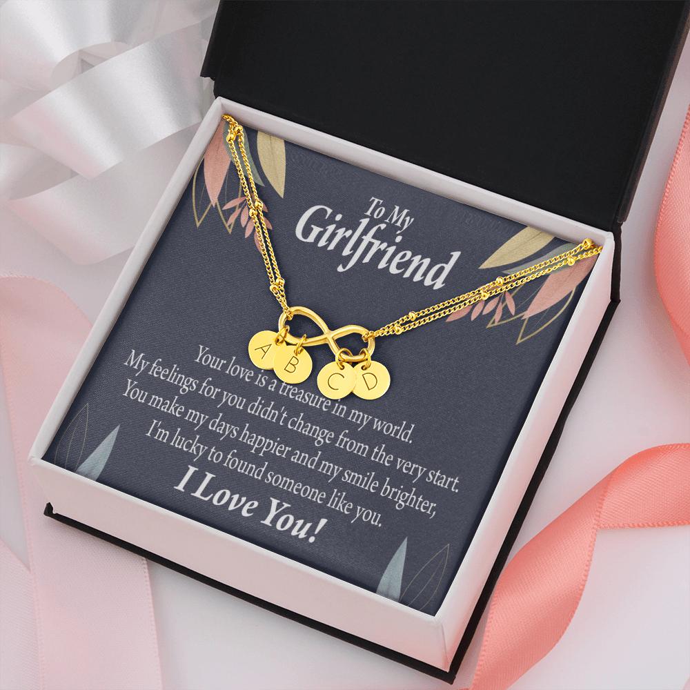 To My Girlfriend You Are My Treasure Infinity Bracelet With Initial Charms - Infinity Bracelet