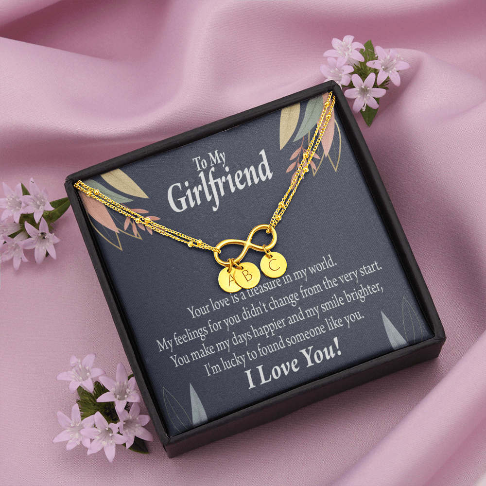 To My Girlfriend You Are My Treasure Infinity Bracelet With Initial Charms - Infinity Bracelet